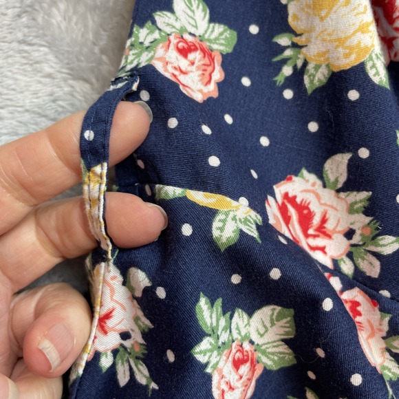 Hell Bunny Vixen Womens Rockabilly Dress Size 2XL Navy Flora Short Sleeve Retro - Picture 11 of 11